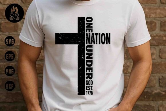 One Nation Under God Cross SVG for Embroidery Projects
